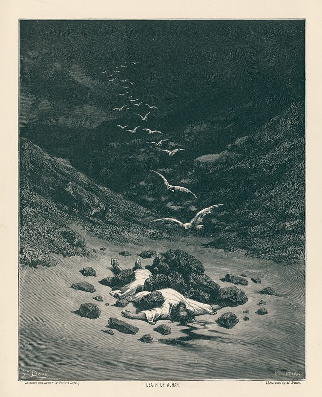 Death of Achan, Gustave Dore, 1866