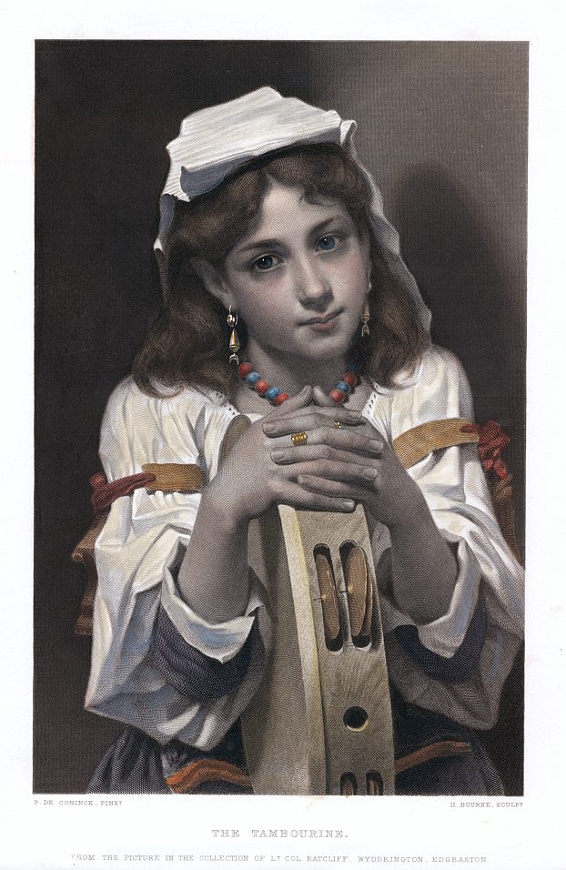 The Tambourine, after P. De Coninck, 1872