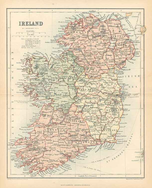 Ireland map, 1864