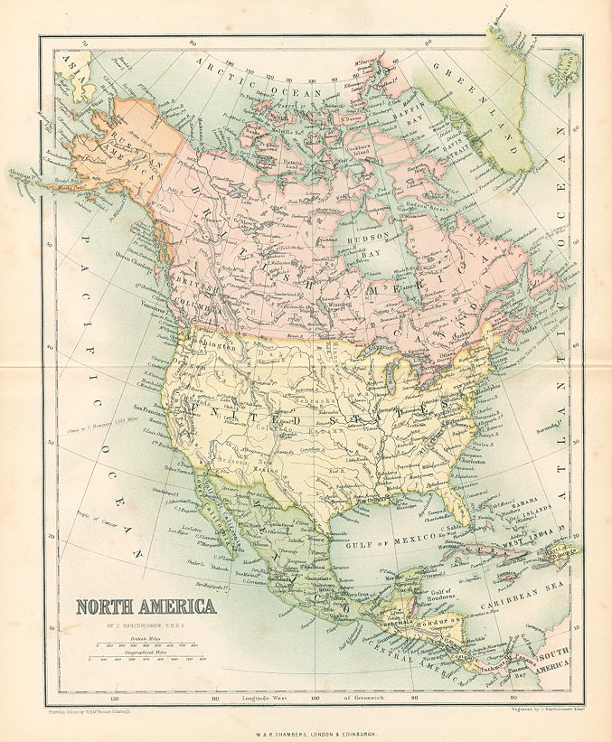 North America map, 1864