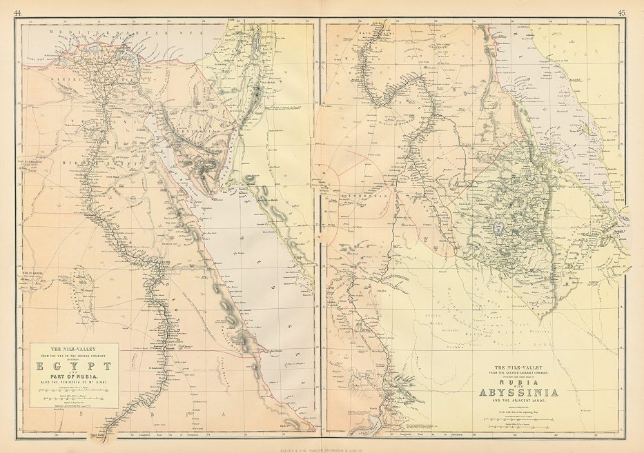 Egypt, Sudan, Eritrea & Ethiopia map, 1882