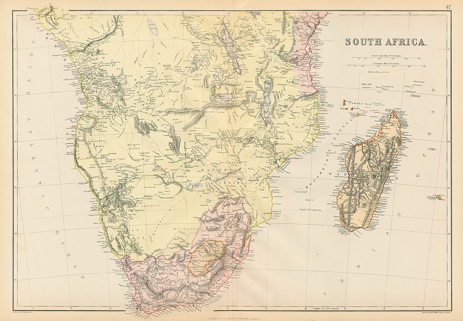 Southern Africa map, 1882