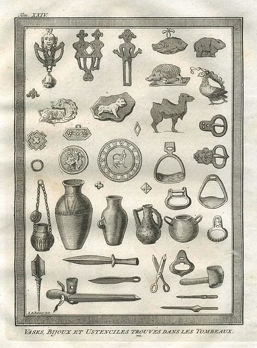 Siberia, objects found in ancient tombs, 1760