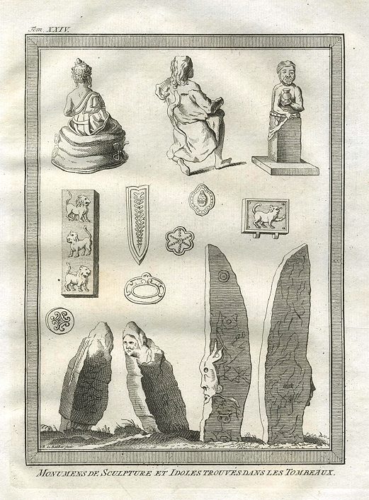 Siberia, sculpture and monuments found in ancient tombs, 1760