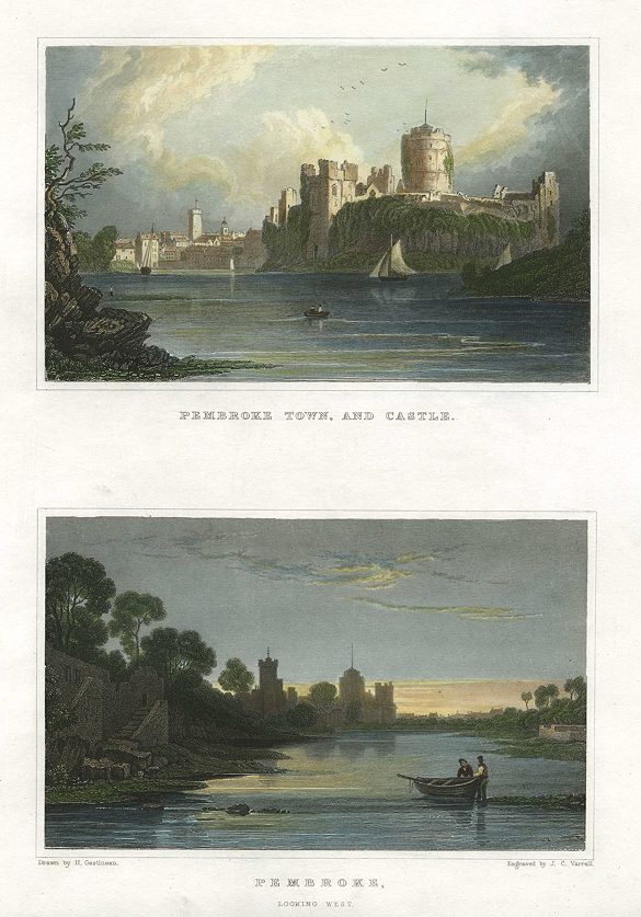 Wales, Pembroke Town & Castle, (2 views), 1830