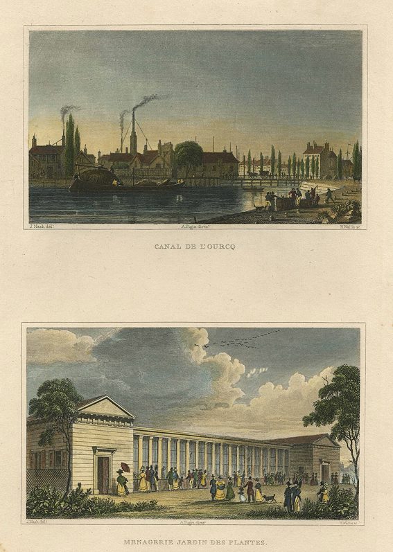 Paris, Canal de L'Ourcq & Menagerie Jardin des Plantes, 1840