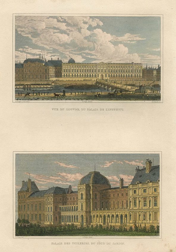 Paris, Vue du Louvre du Palais de L'Institut & Palais des Tuileries, 1840