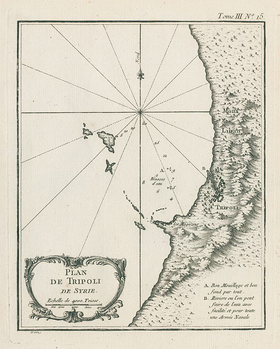 Lebanon, map of Tripoli area, 1764