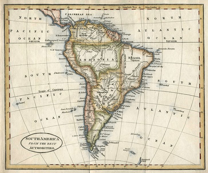 South America map, 1814