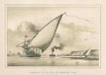 Egypt, Dahabeeah in full sail upstream, off Toora, 1876