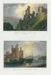 Wales, Castel Dinas Bran and Carnarvon Castle, (2 views), 1830