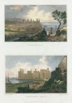 Wales, Carnarvon and Carnarvon Castle, (2 views), 1830