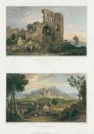 Wales, Denbigh Castle and Denbigh view, (2 views), 1830