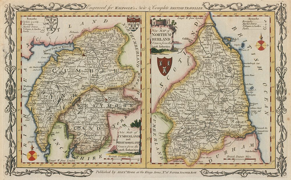 Cumberland, Westmoreland & Northumberland maps, 1784