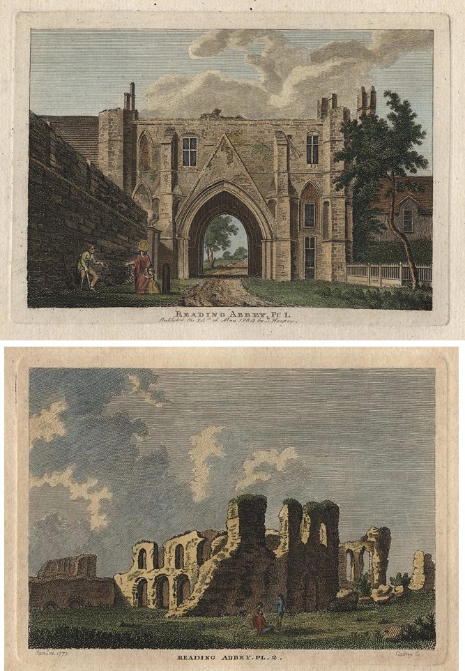 Berkshire, Reading Abbey (2 views), 1785