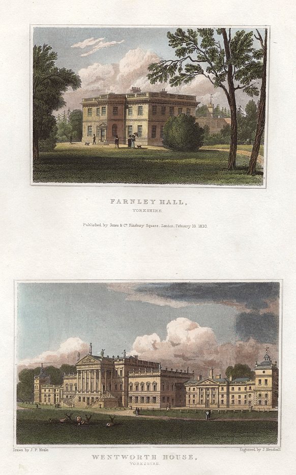 Yorkshire, Farnley Hall and Wentworth House (2 views), 1829