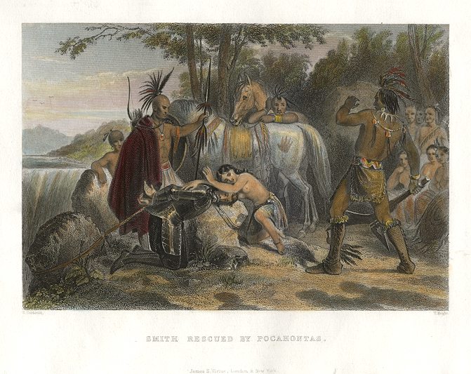 Smith rescued by Pocahontas (in 1608), 1860
