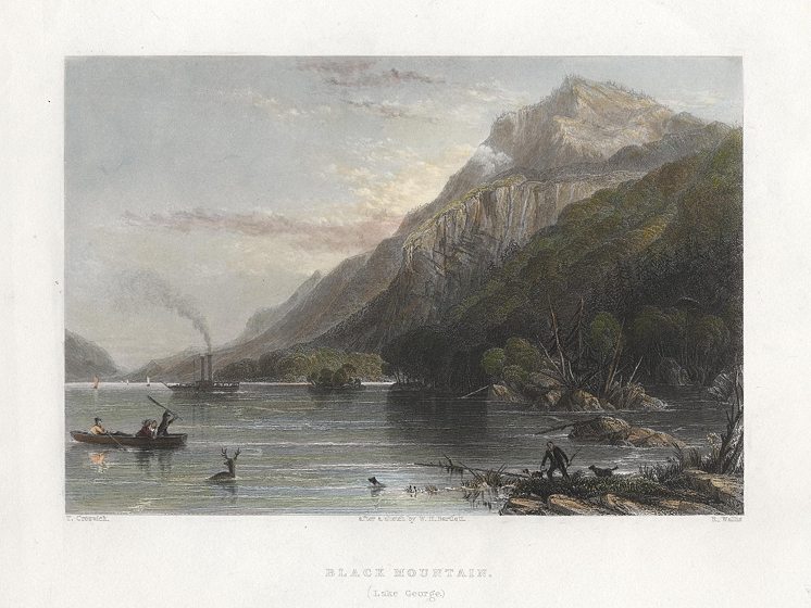USA, Black Mountains on Lake George, 1840