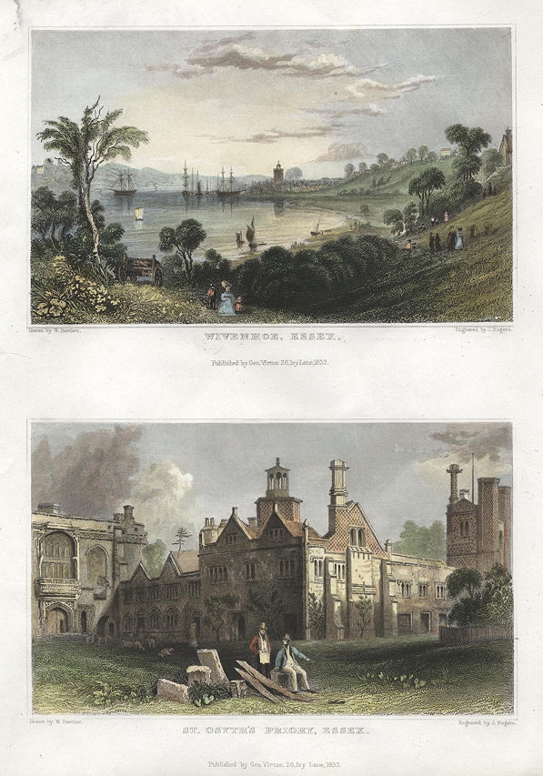 Essex, Wivenhoe & St.Osyth's Priory, (2 views), 1834
