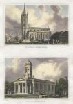 Devon, Exeter, St.Sidwell's and St.David's Churches, 2 views, 1832