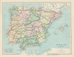Spain & Portugal map, 1875