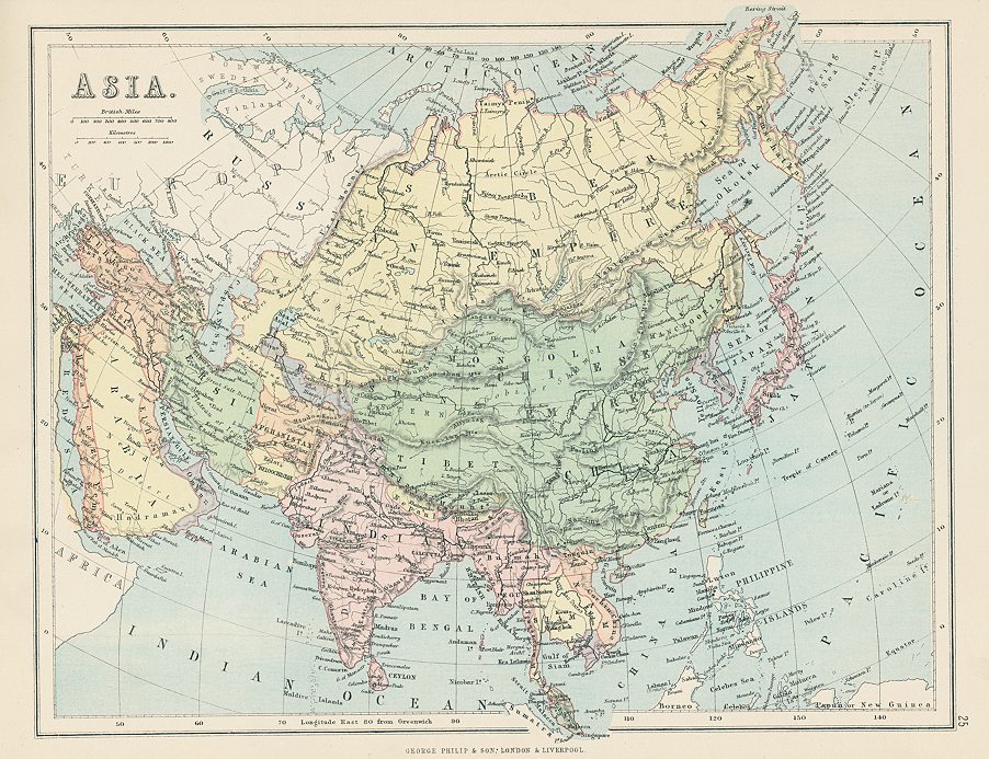 Asia map, 1875