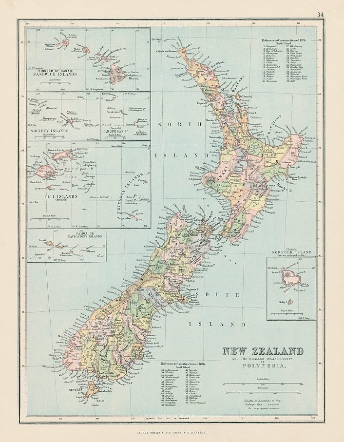 New Zealand map, 1875