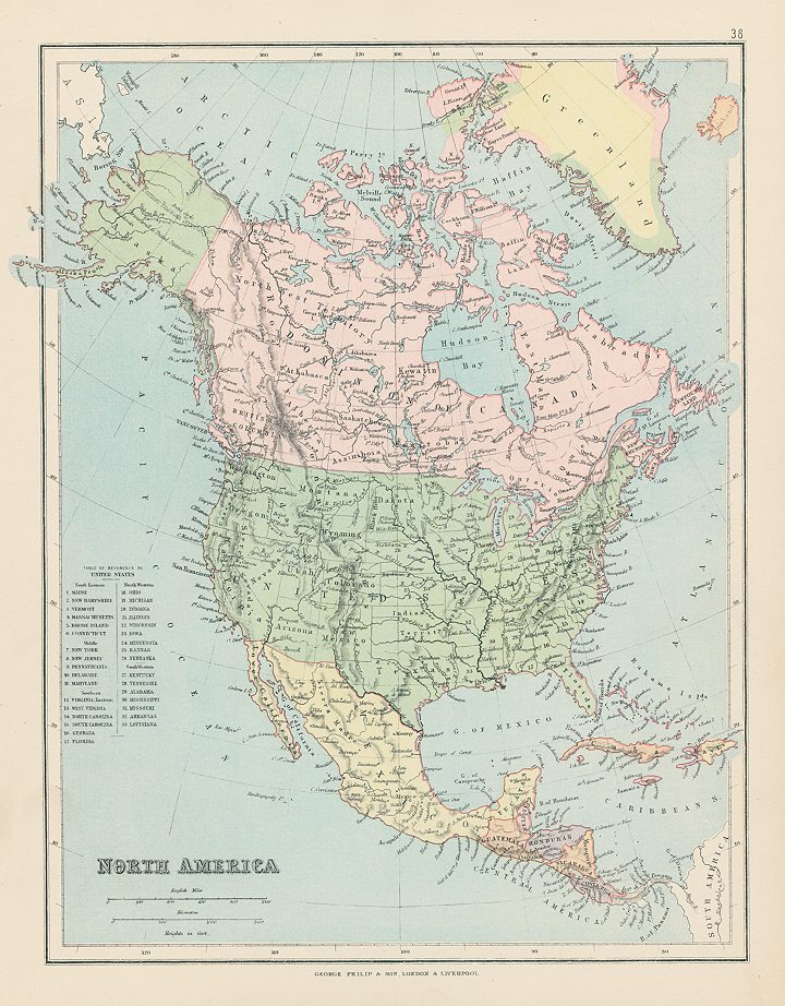 North America map, 1875