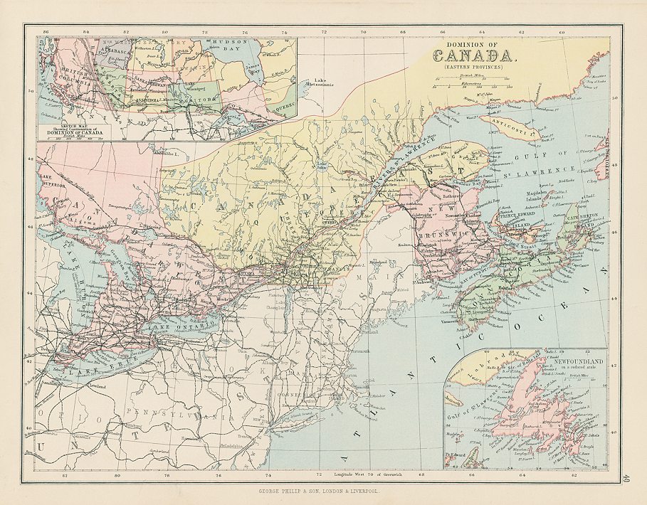 Canada map, 1875