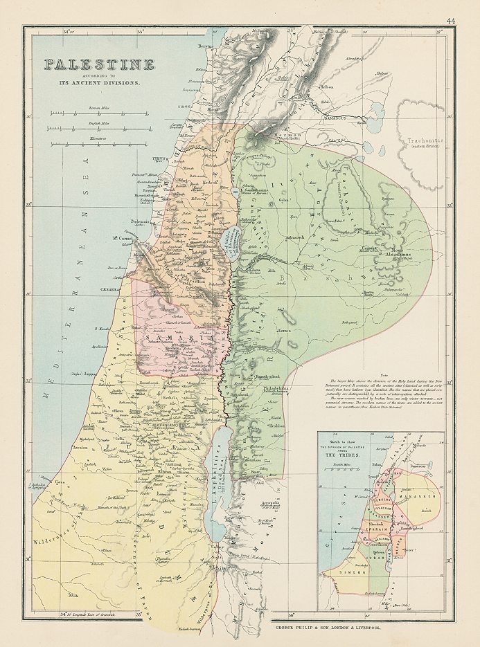 Ancient Palestine map, 1875