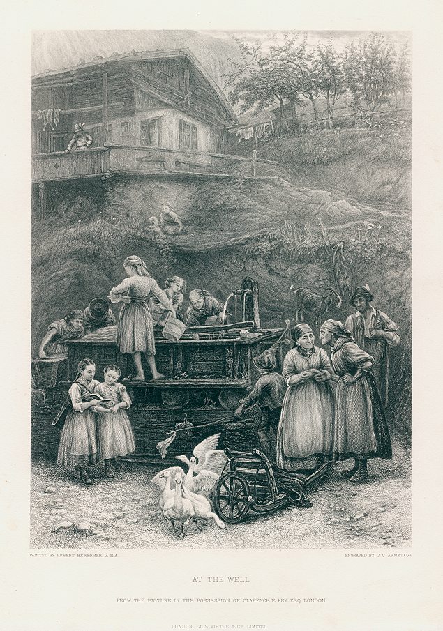 At The Well, engraving after Hubert Herkomer, 1881