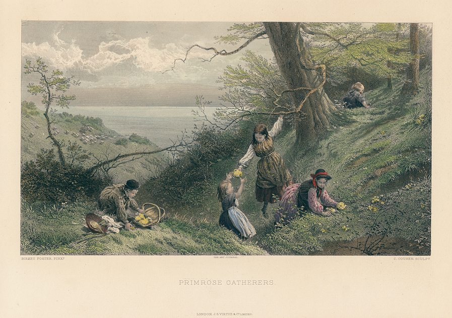 Primrose Gatherers, after Birket Foster, 1887