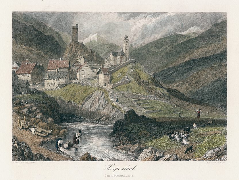 Switzerland, Hospenthal view, 1872