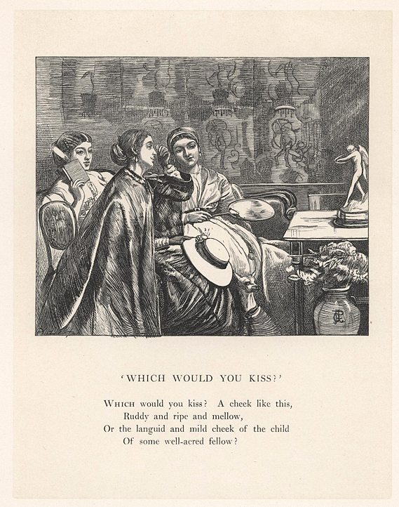 Which Would You Kiss?, wood engraving by Dalziel Brothers, 1867