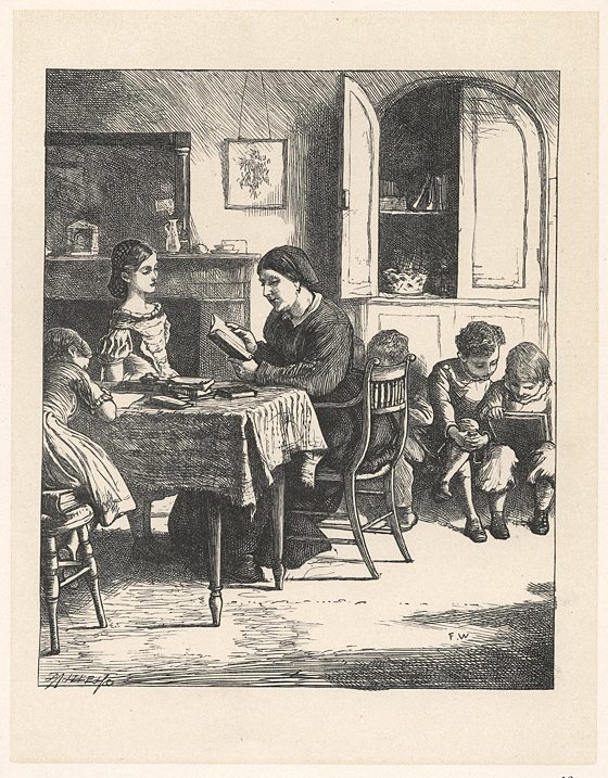 School, wood engraving by Dalziel Brothers, 1867