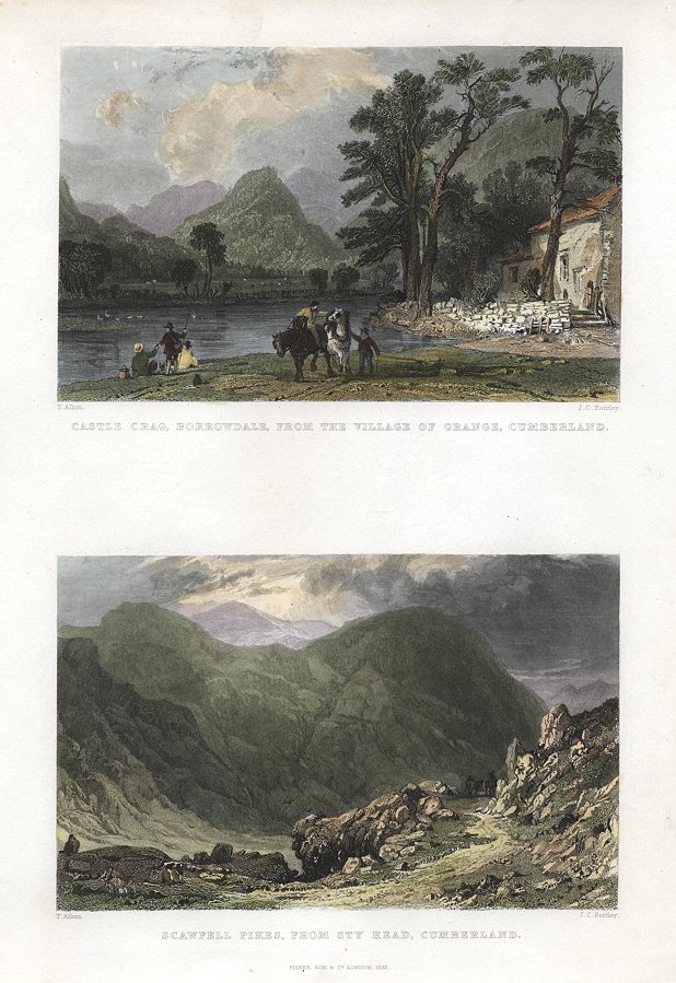 Lake District, Castle Crag, Borrowdale & Scafell Pike from Sty Head, 1833