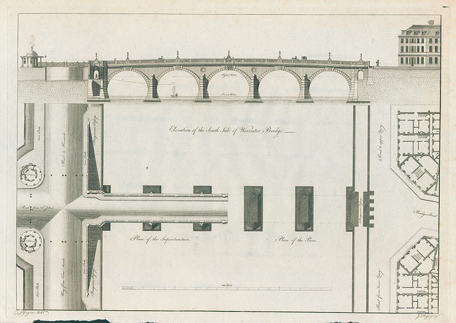 Worcester Bridge, plan & elevation, 1796
