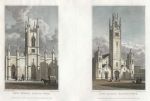 London, New Church, Somers Town & New Church, Haggerstone, 2 views, 1831