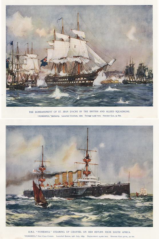 Naval, 'Powerful' battleship in 1826 and 1897 (2 prints), 1901