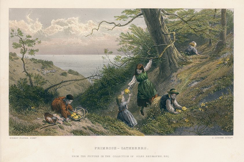 The Primrose Gatherers, after Birket Foster, 1870