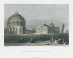 Italy, Leaning Tower of Pisa, Baptistery & Cathedral, 1841