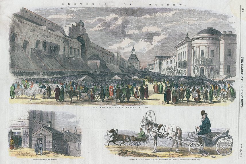 Russia, Moscow, Secondhand Market and two other views, 1856