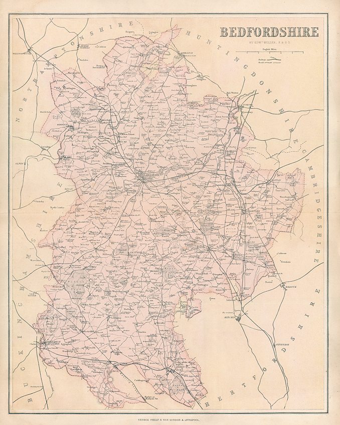 Bedfordshire map, c1867