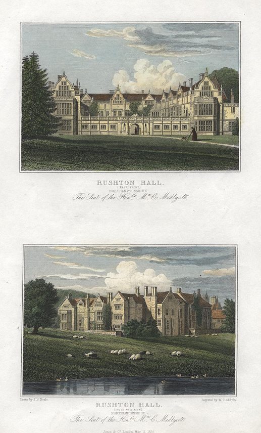 Northamptonshire, Rushton Hall (2 views), 1829