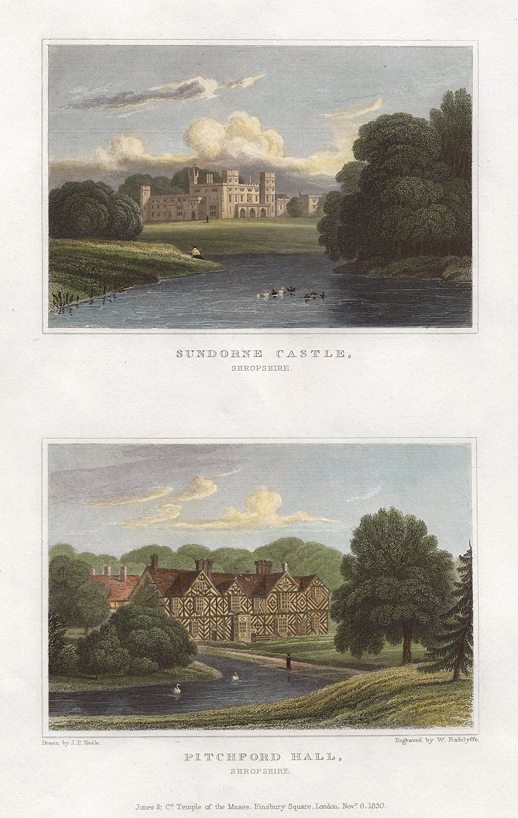Shropshire, Sundorne Castle & Pitchford Hall, (2 views), 1829