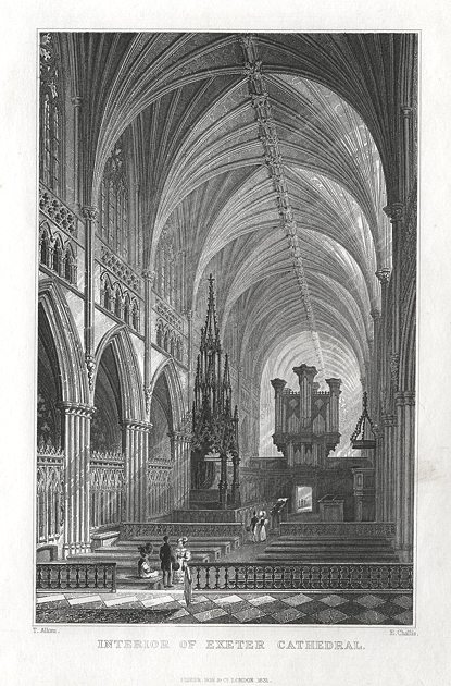Devon, Exeter Cathedral interior, 1832
