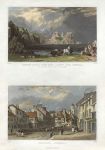 Cornwall, Treryn Castle & Penzance town, 2 views, 1832