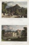Cornwall, Trematon Castle & Port Eliot, 2 views, 1832