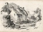 Thatched cottages, stone lithograph by J.D.Harding, 1827