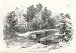 Stone bridge over small stream, stone lithograph by J.D.Harding, 1827